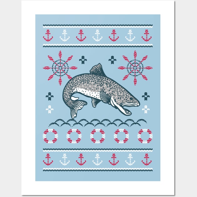 Pike Fish Ugly Christmas Sweater // Fisherman Christmas Wall Art by SLAG_Creative